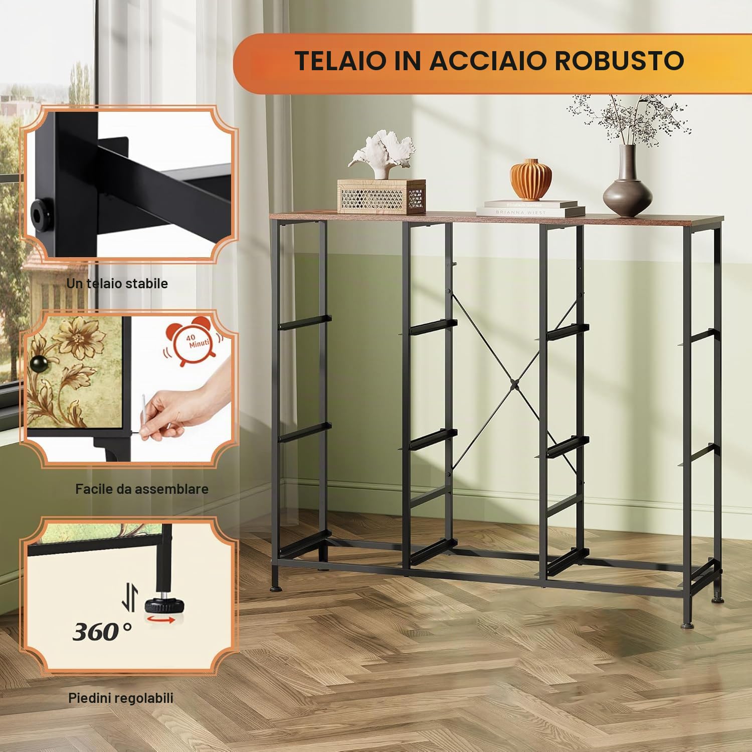 Cassettiera con 9 cassetti in tessuto, mobile di stoccaggio rustico con gambe regolabili, cassettiera per camera da letto con ripiano in legno, armadio portaoggetti vintage, camera dei bambini (retrò