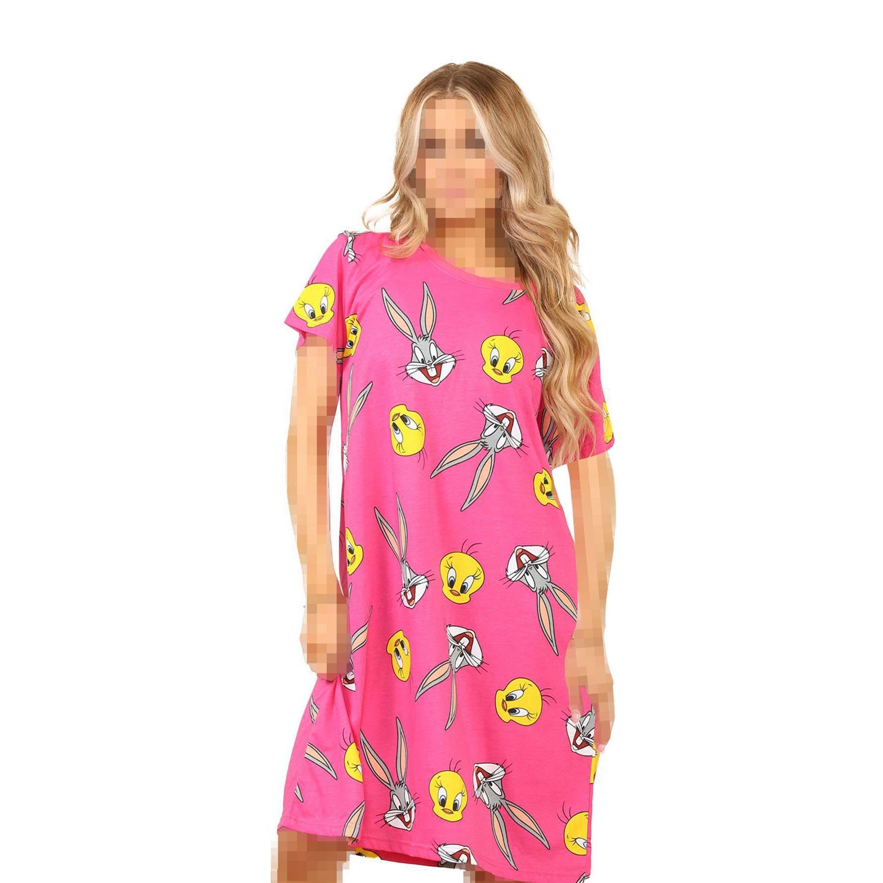 A2Z Ladies Nighties Officially Licensed Looney Tunes AOP Women Pink - Nightie UC3686 Pink 8-10