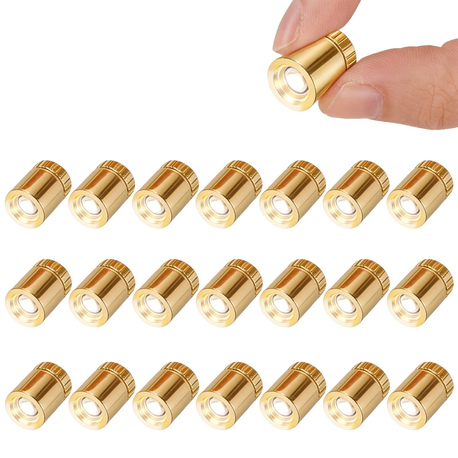 AUAUY 22pcs Mini LED Lights for Dollhouse, Mini LED Battery Operated Small Lights for Crafts, Gold Shell DIY Miniature Lights for Paper Lantern, Doll House Decoration, Party Decoration, White — image 1