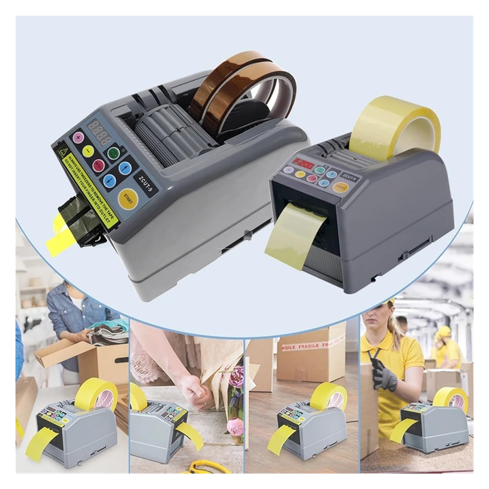 Macchina per il taglio del nastro Dispenser automatico di nastro elettrico, taglierina adesiva for confezionatrice Nastro adesivo Larghezza di taglio 6-60 mm Lunghezza 5-999 mm