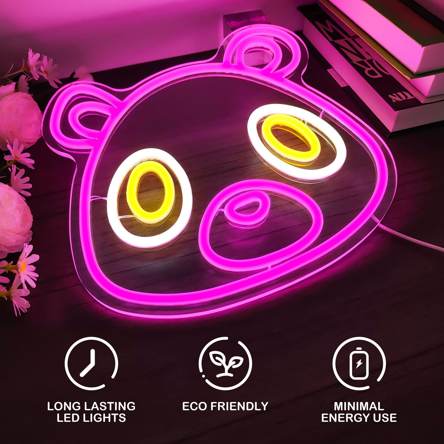 Neonowy znak z misiem z okazji ukończenia szkoły, różowy niedźwiedź, kreskówkowy miś, LED, neonowe znaki na ścianę, znaki LED, świecące znaki do sypialni, na przyjęcie z okazji ukończenia