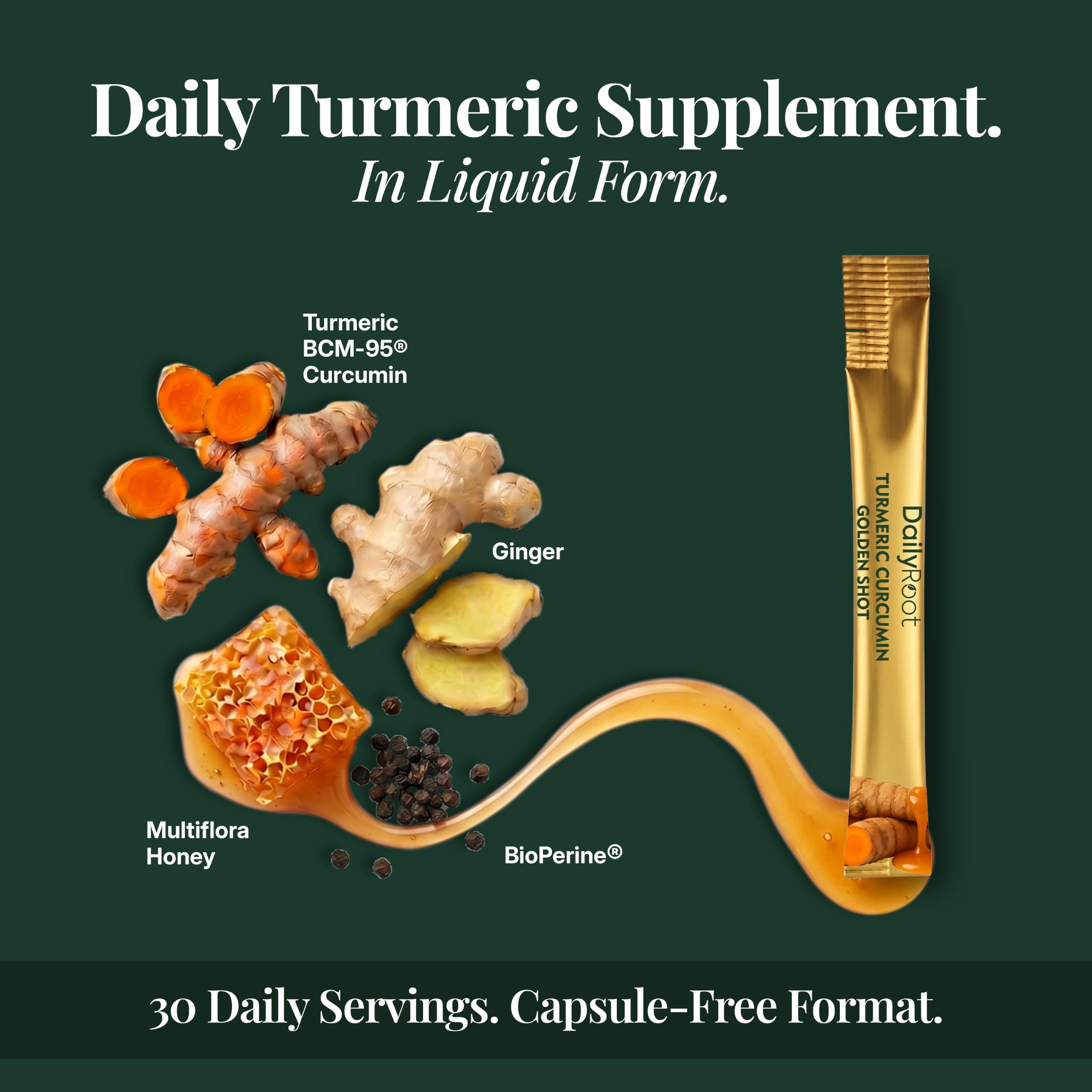 Turmeric Shot - Liquid Curcumin 1000mg BCM-95® with Honey, Ginger & BioPerine® Black Pepper Extract - Capsule-Free Format - 30 Daily Shots - Liquid Turmeric Supplement — Amazon image 3