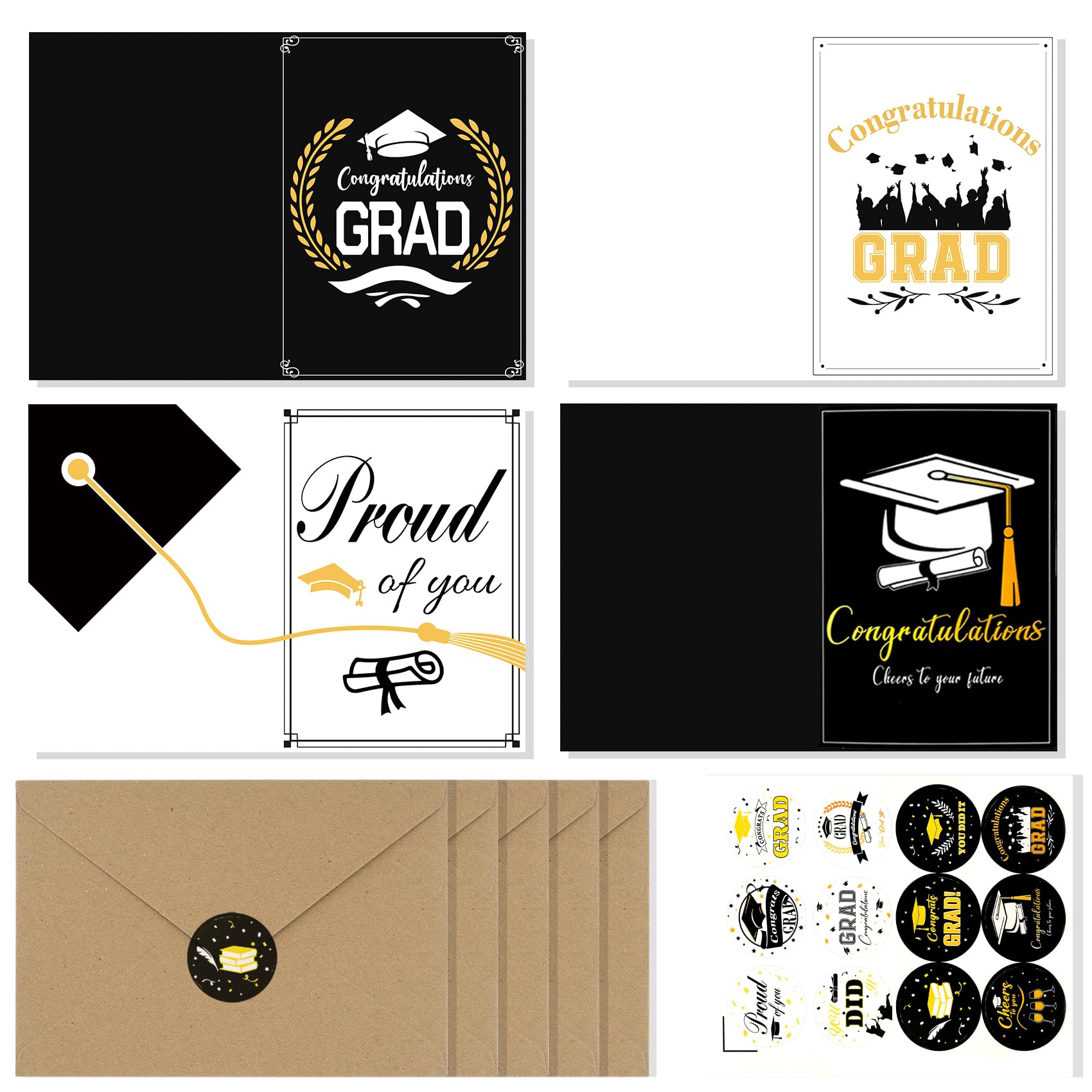 Photo 1 of 2024 Graduation Cards, 24 Pack Congratulations Cards,Graduation Greeting Cards,Graduation Card 2024 with Envelopes for High School Graduation Party Supplies 4 Designs,Graduation Party Decorations 2024 Grad Cards-24 PCS