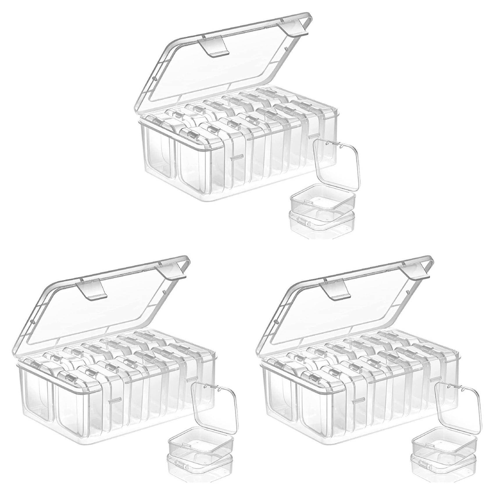 Hndhbfgrt 42X Small Storage Box with Lid Small Plastic Clear Box Plastic Storage Container Box Empty Mini Organiser