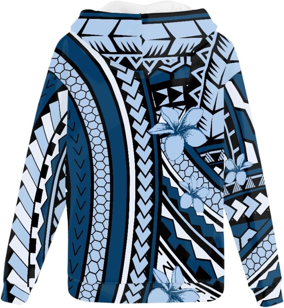 GLUDEAR Mens Plus Size Polynesian Traditional Tribal Print Zipper Hoodie Long Sleeves Sweatshirt Hoodies