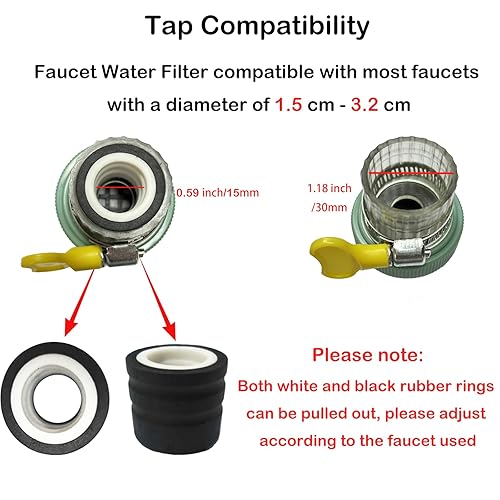 Miniatura 3 de Paquete de 3 filtros de montaje en grifo, filtro de agua de grifo con carbón activado que elimina el fluoruro de cloro, metales pesados, agua dura,