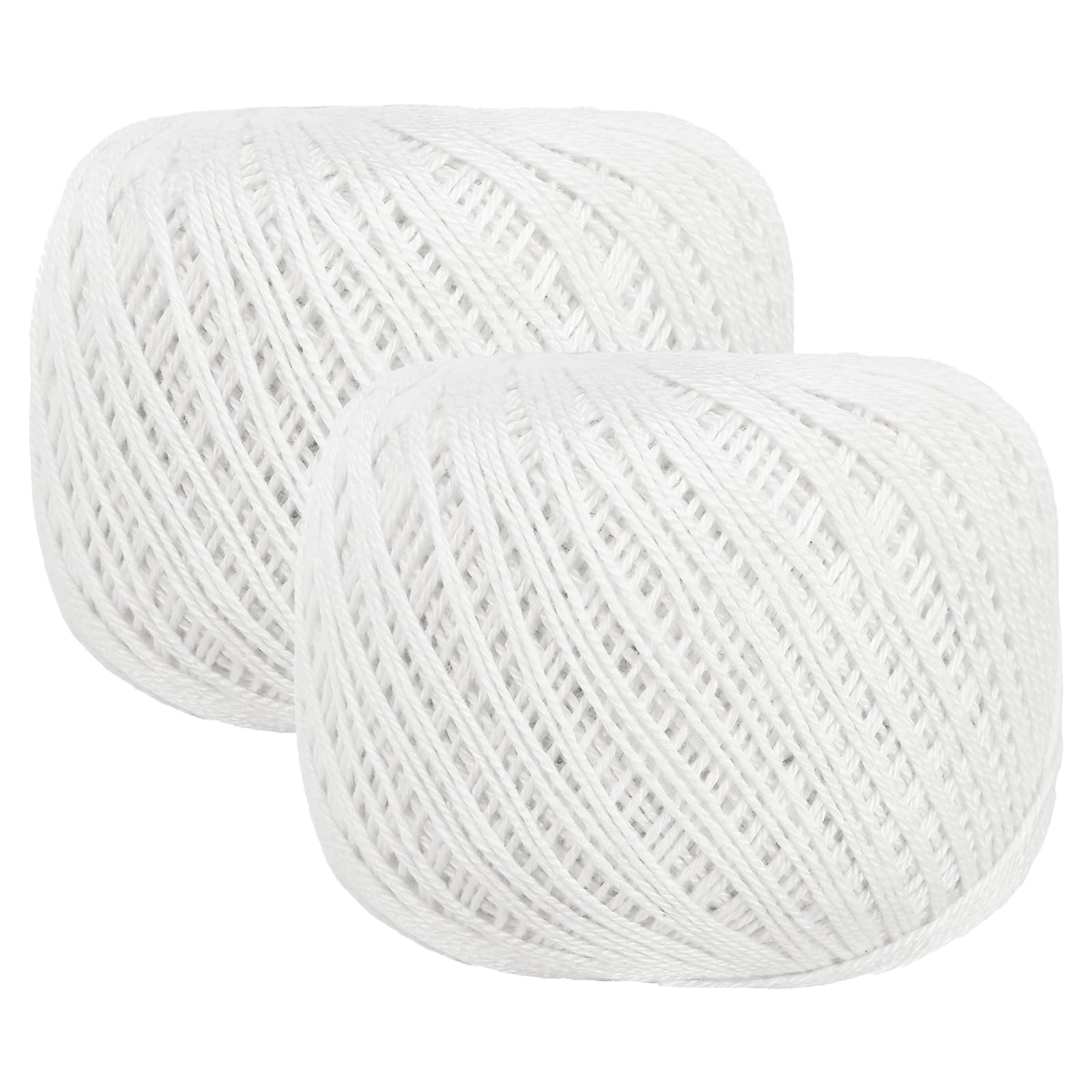 sourcing map 2 Rolls 164 Yards Size 3 White Pearl Cotton Crochet Thread Lace Weight Yarn Tatting Thread for Crocheting Knitting Embroidery Sewing