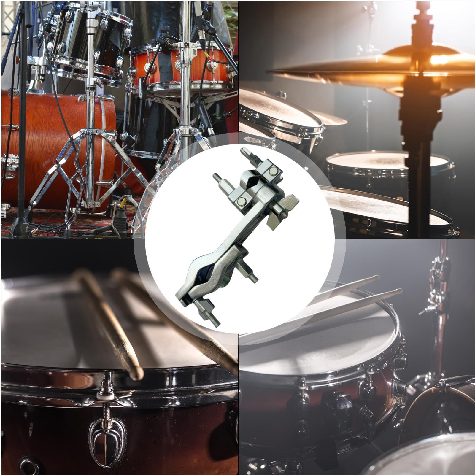 Drum Clamp, Stand Holder, 6.69x4.33x1.38 inches Adjustable Cowbells Compact Percussion Mount Hardware, Stable Easy-Mount Kit Accessory, Clamp for Men, Women, Musicians