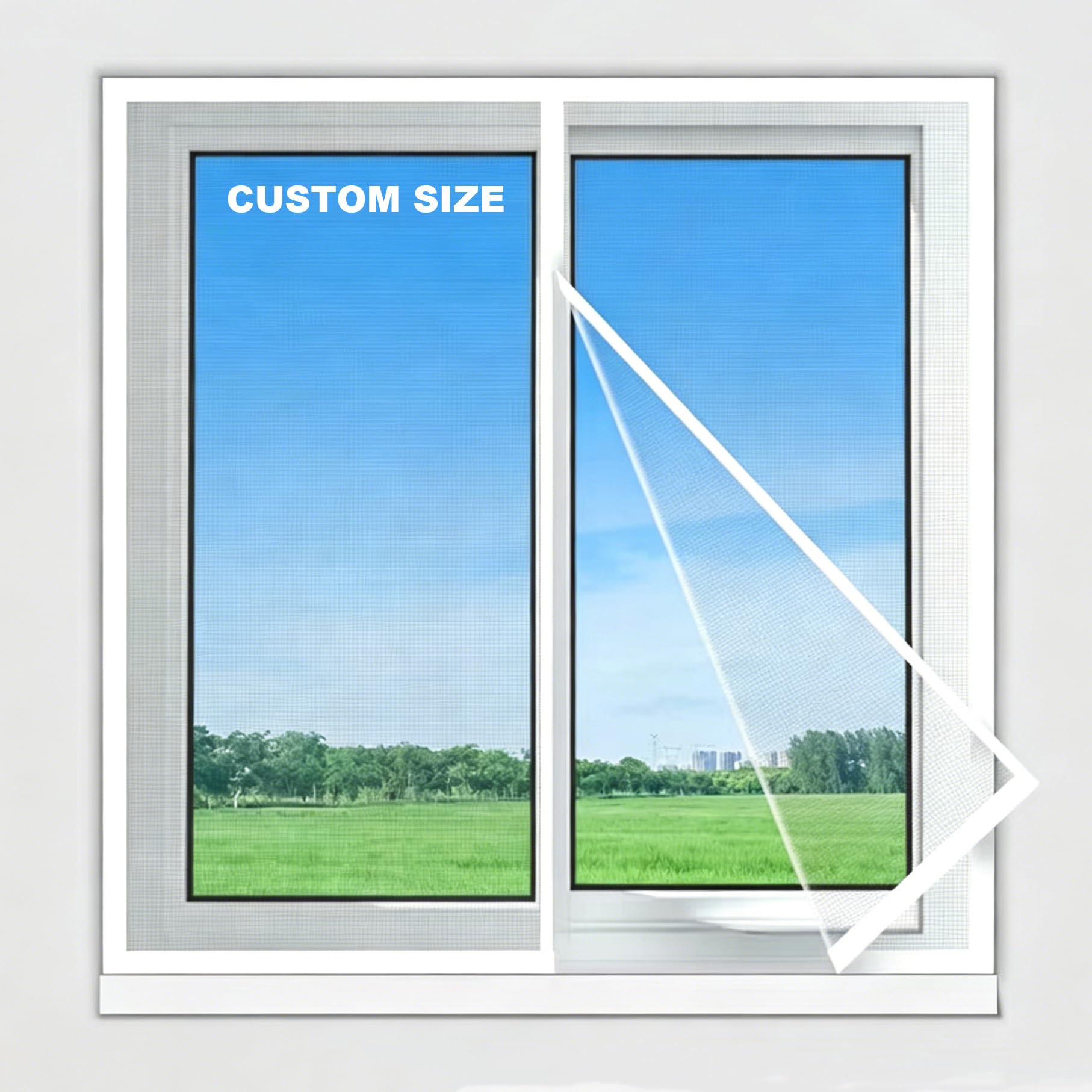 Lesone Custom Size Window Screen, Strong Self-Adhesive Window Mesh Net For Cats, High Density Window Screen Keep Bug, Bee, Spider & Winged Insect Out