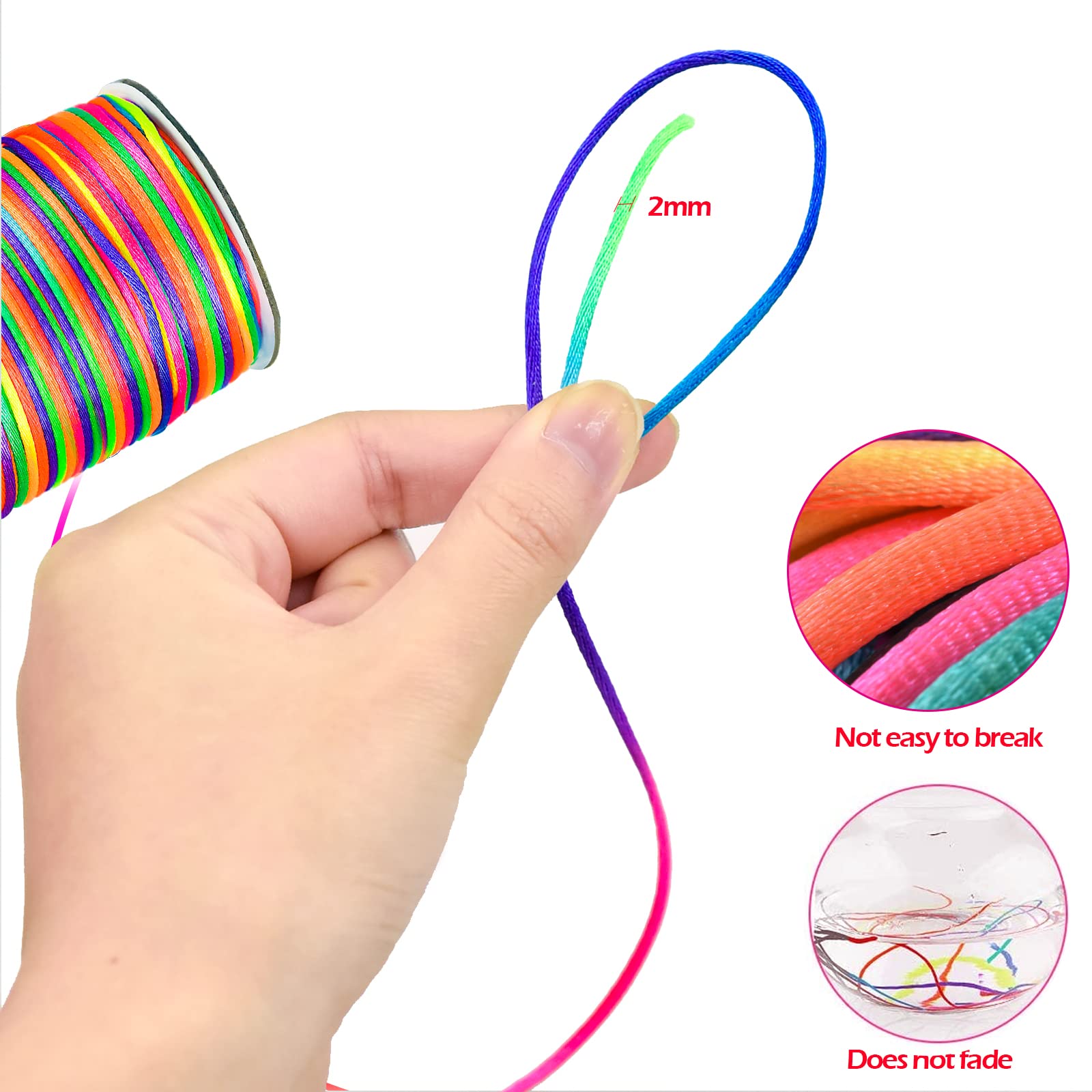 2 Rotoli Da 30m Di Cordoncino Elastico Arcobaleno Per Braccialetti - Morbido, Durevole, Per Gioielli DIY E Artigianato