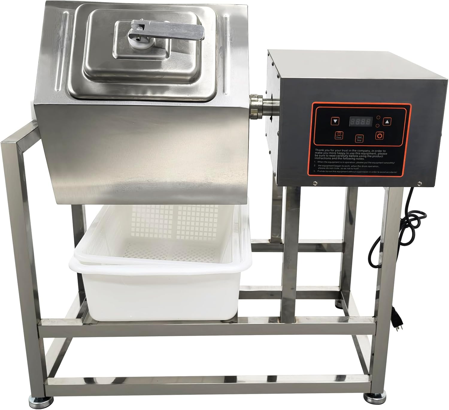 70L Hexagonal Stainless Steel Meat Vegetable Tumbler Marinator Rotatable Commercial Meat Curing Marinating Machine Electric Meat Tumbler Marinator 110V 350W