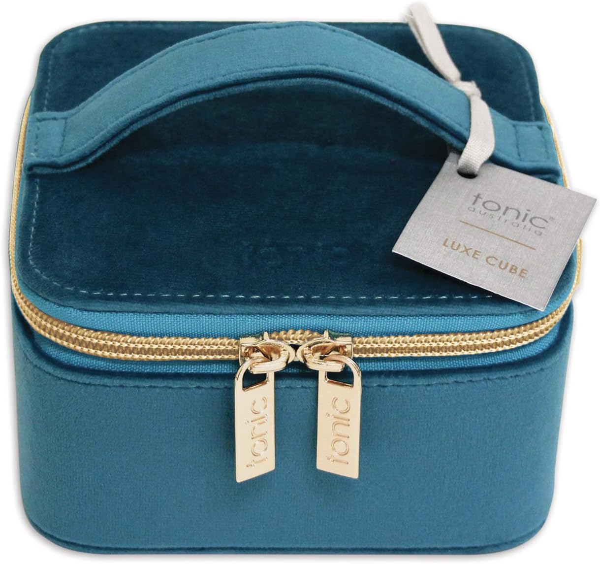 Tonic Australia Luxe Velvet Cube Jewelery Holder - Teal