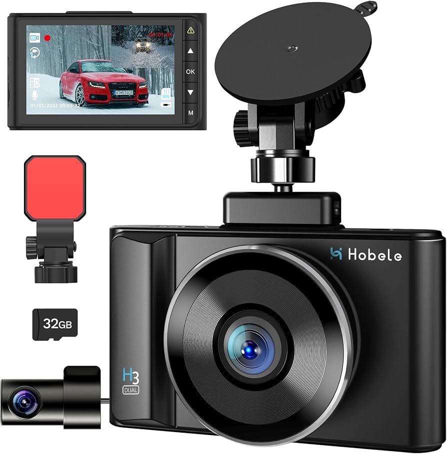 Hobele 2023最新 ドライブレコーダー 前後カメラ 1080P フルHD ドラレコ 前後 同時録画 超広角 リアカメラ 32GB  SDカード付き Gセンサー 駐車監視 スーパーナイトビジョン 3.0インチ 上書き エンジン連動 緊急録画 ドライブレコーダー 前後人気製品  12v~24v