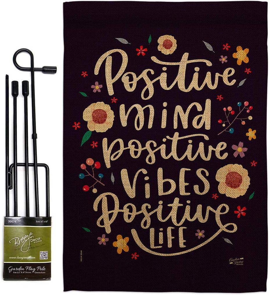 Positive Mind Burlap Burlap Garden Flag Sweet Life Inspirational Spiritual Hope Love Wisdom Support Emotion Postive Small Decorative Gift Yard House Banner Double-Sided Made In USA 13 X 18.5