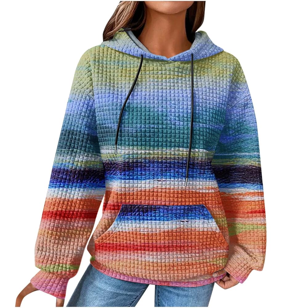 Amazon.com: Ceboyel Womens Waffle Knit Hooded Sweatshirts
