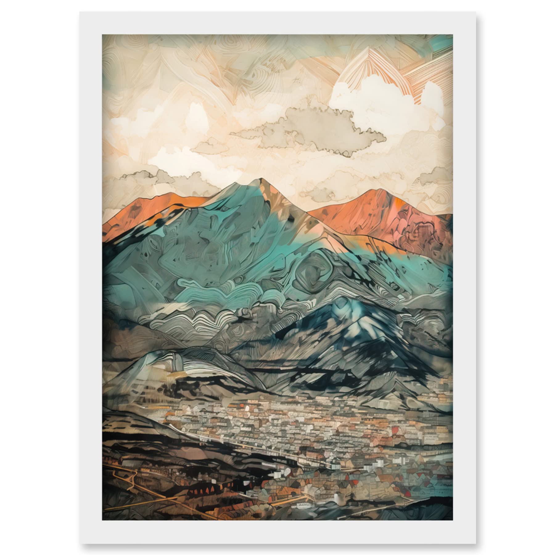 Artery8 Sunrise in Lienz Austria City Under Mountain Range Artwork Framed Wall Art Print A4