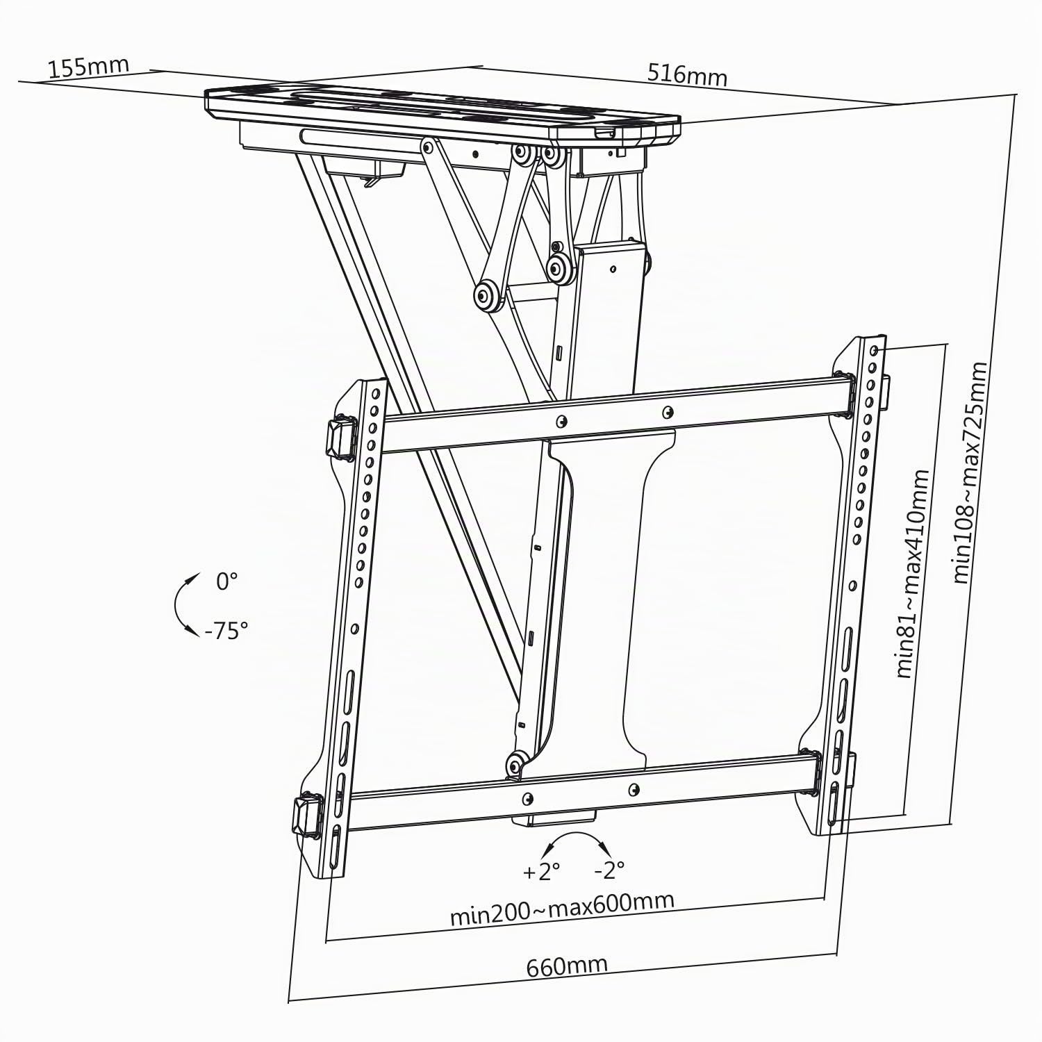 Maclean MC-880 Supporto Elettronico per TV da Soffitto Pareti Inclinate Max 35 Kg