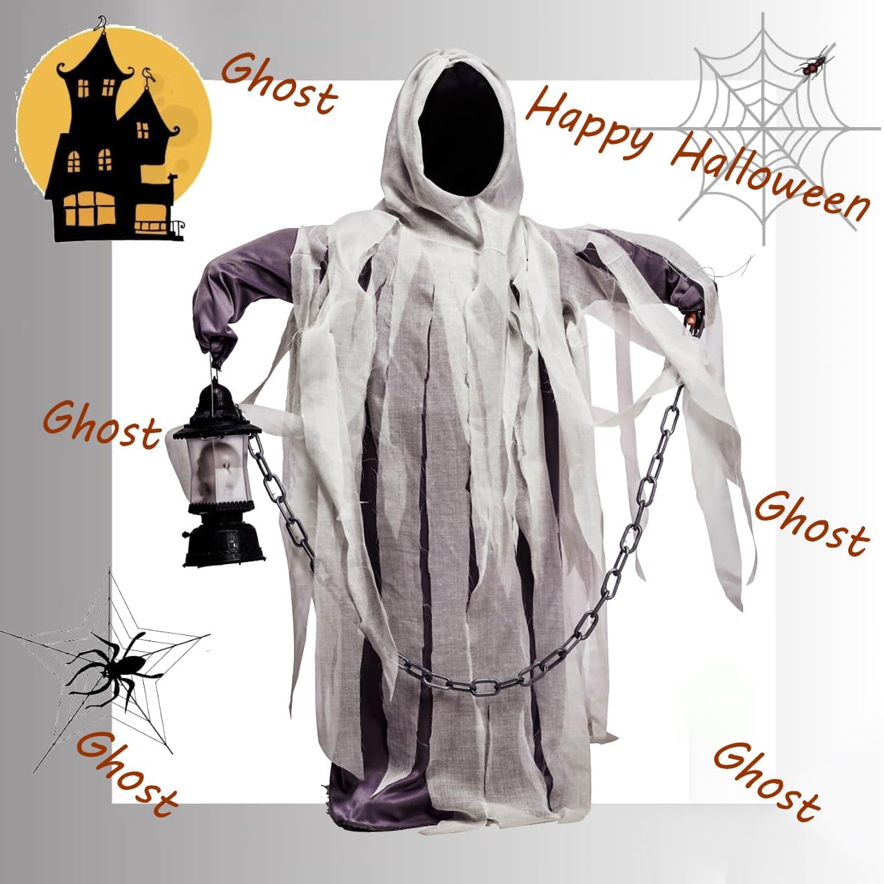 DSplay Boy's Ghost Costume Hood Robe for Halloween Party