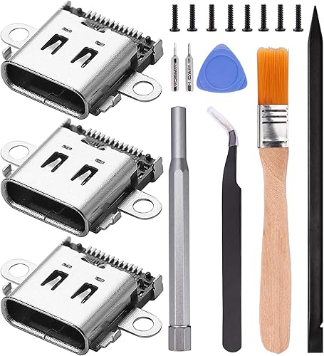 Ikpek Paquete de 2 puertos USB C de repuesto para Nintendo Switch, puerto de carga tipo C, conector de carga para consola NS con herramientas