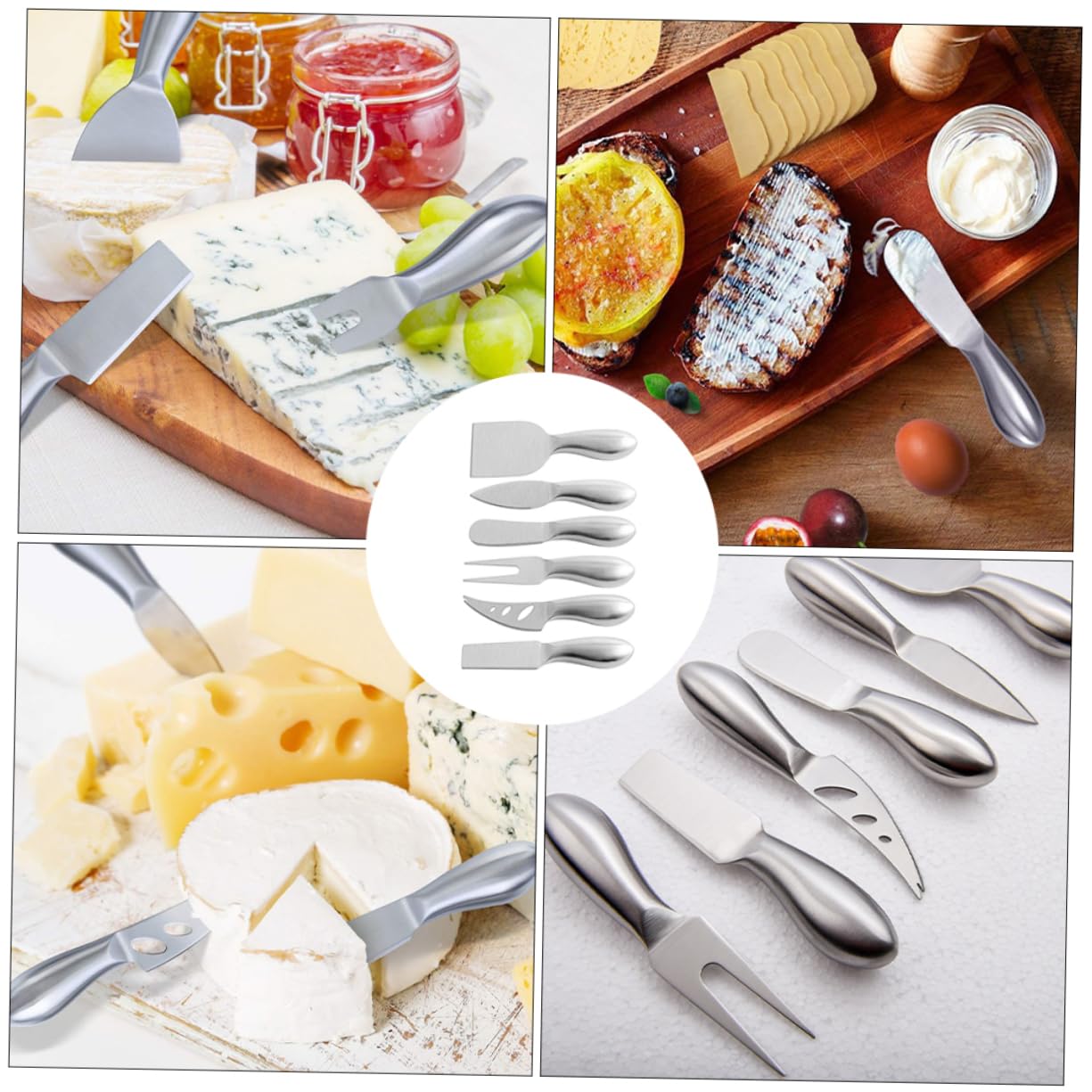 Affetta Formaggio per Taglio Preciso e Pratico in Acciaio Inossidabile Set di 6 Pezzi Leggero Utensili da Cucina