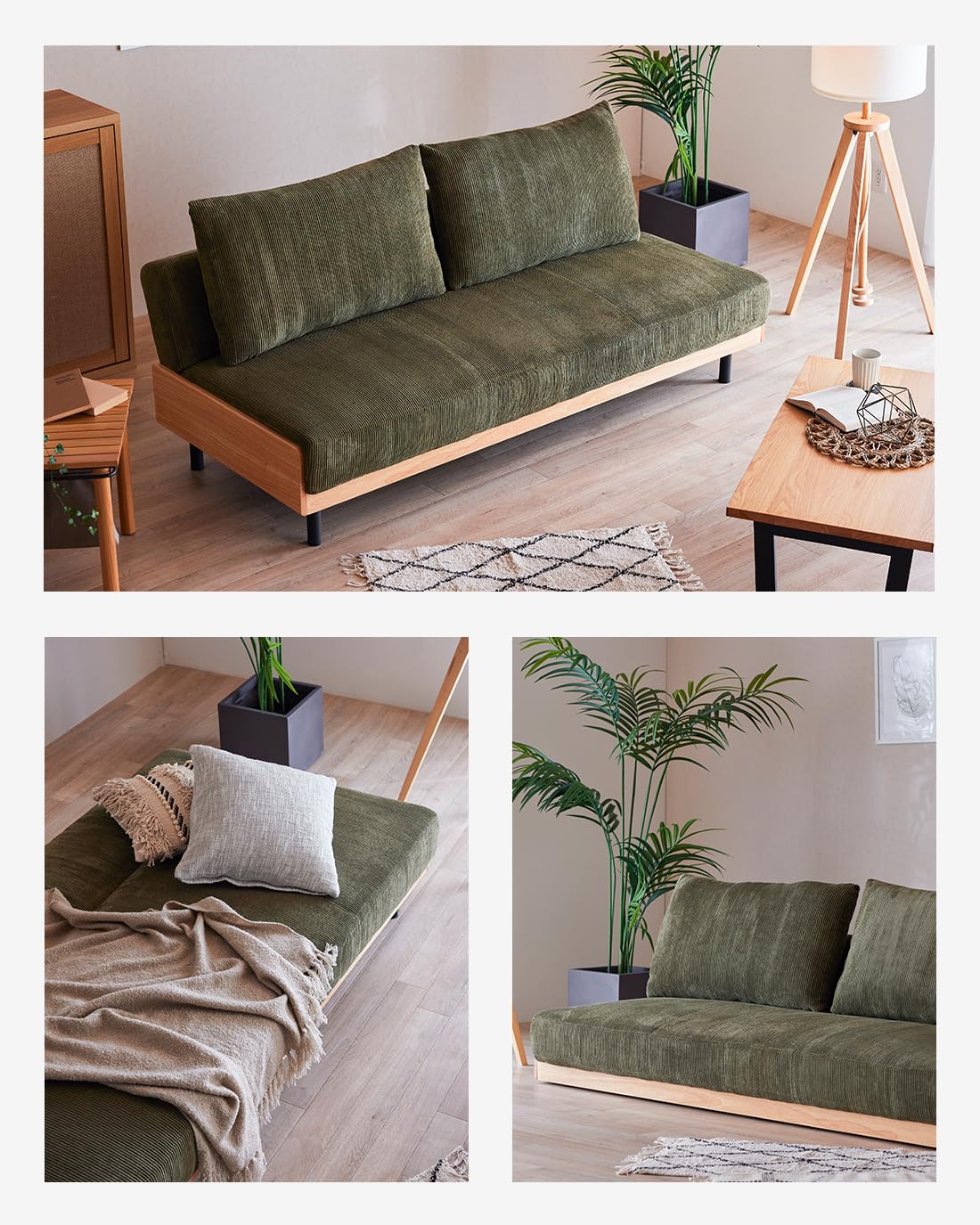 コーデュロイ ソファベッド 2人掛け 幅90cm 3wayソファベッド 14段階リクライニング コーデュロイ