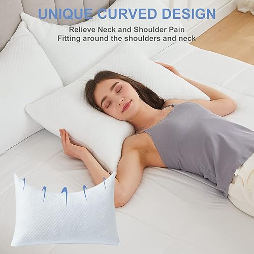 Miniatura 2 de HomeMate Almohada para dormir de lado para aliviar el dolor de cuello y hombros, almohadas de cama para dormir de 19 x 26 pulgadas, juego de 2