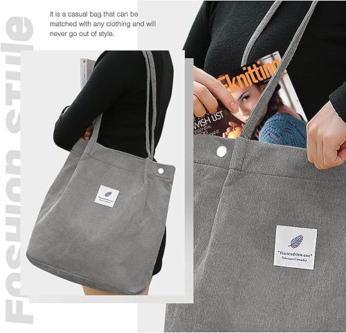 Vista 200 de Tote - Bolsa de hombro reutilizable de pana de gran capacidad con bolsillos interiores para mujeres y niñas Rayas