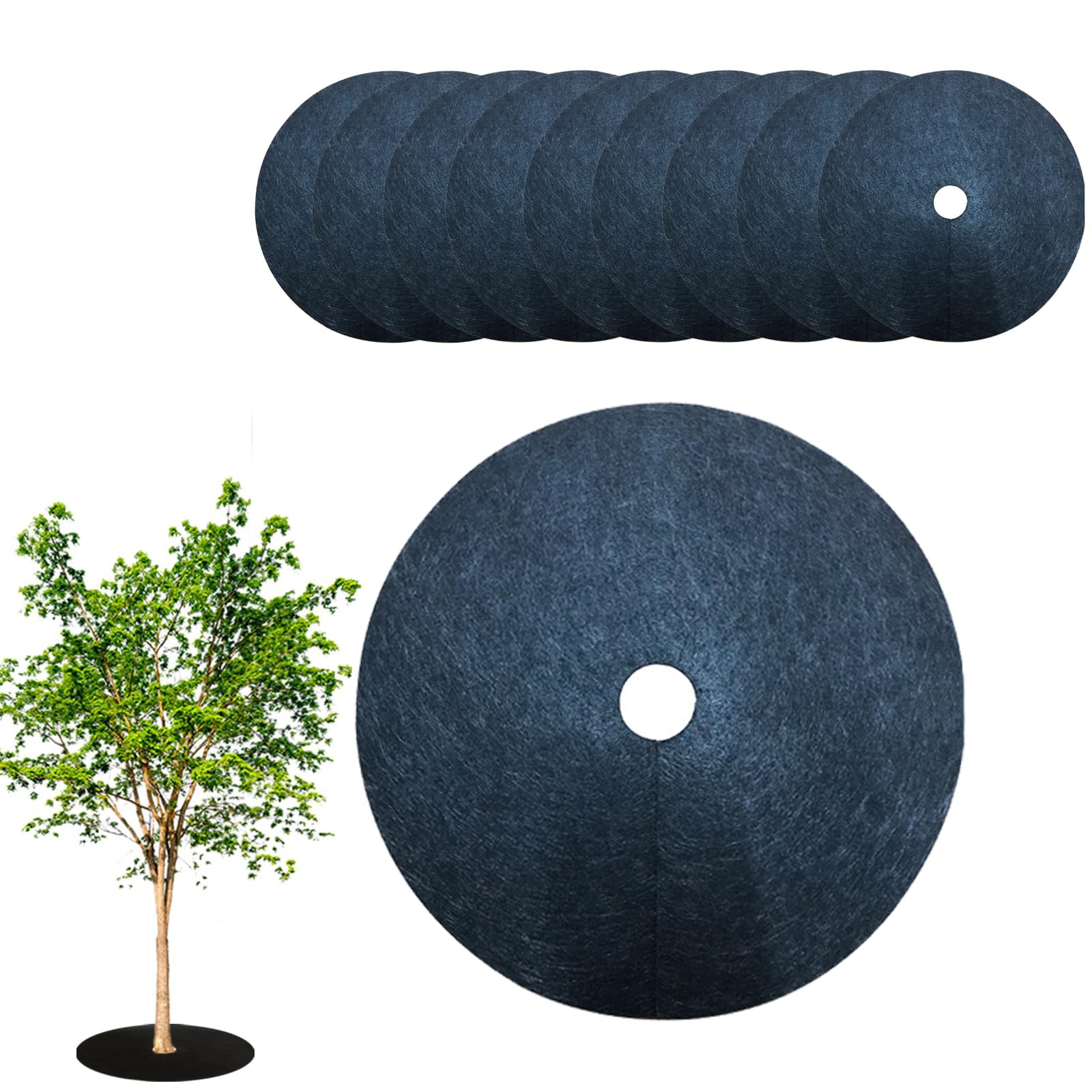 Genérico Discos Anillos de Mantillo para árboles, 10 Piezas Nillos protección contra Malas Hierbas, Tejido no Tejido, Discos de Antillo Biodegradables, Jardinería, Protección de Raíces (52 cm)