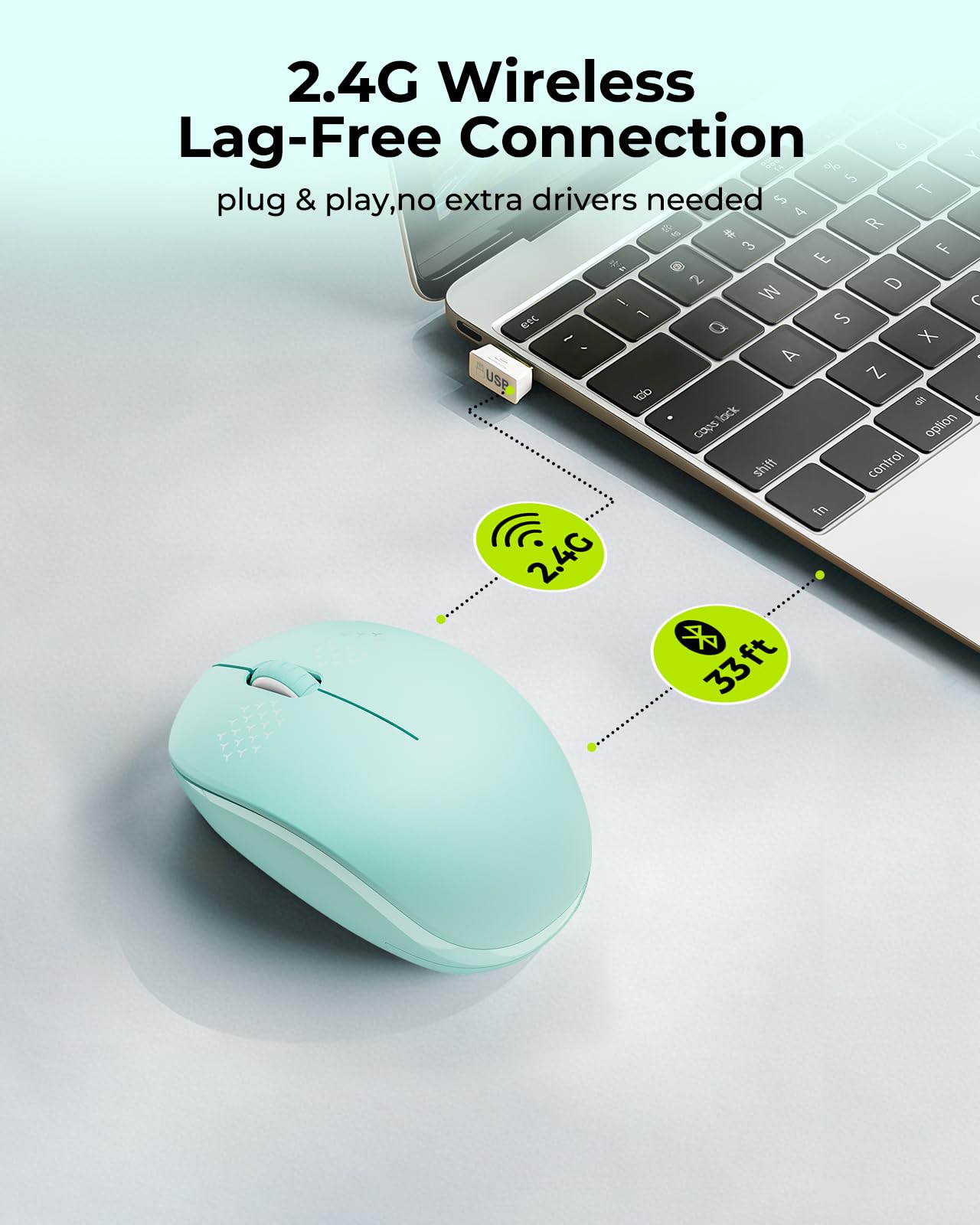 seenda Wireless Mouse for Laptop, 2.4G Noiseless Computer Mouse,Mint Green — Amazon image 3