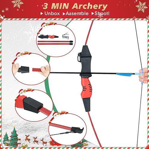 Vista 17 de 40" Youth Bow and Arrow Set for Kids 8-12 & Teens - Ambidextrous Recurve Archery Gear with Safety Arrows - Toys for Ages 8-13, Backyard Games Gift
