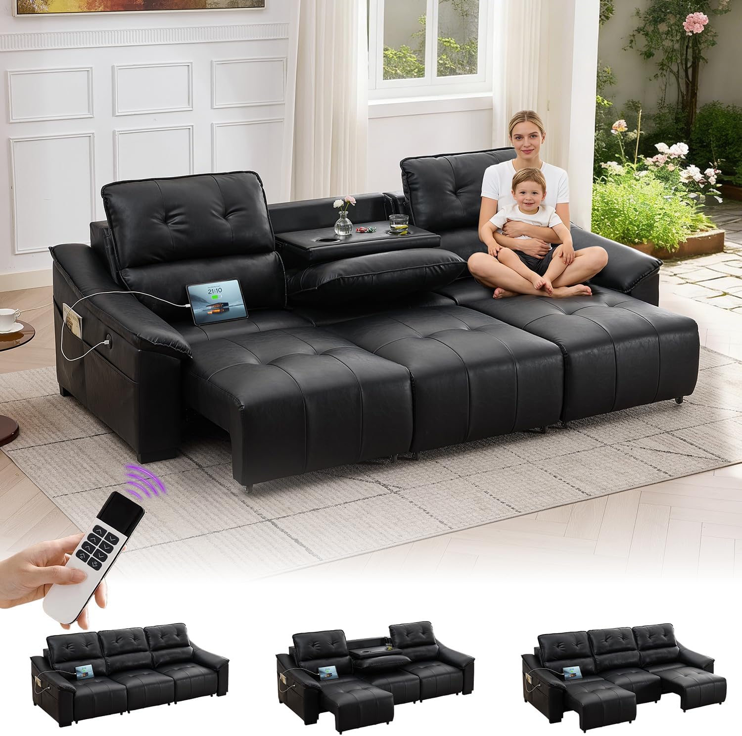 TYBOATLE Electric Reclining Sectional Couch, Power Recliner