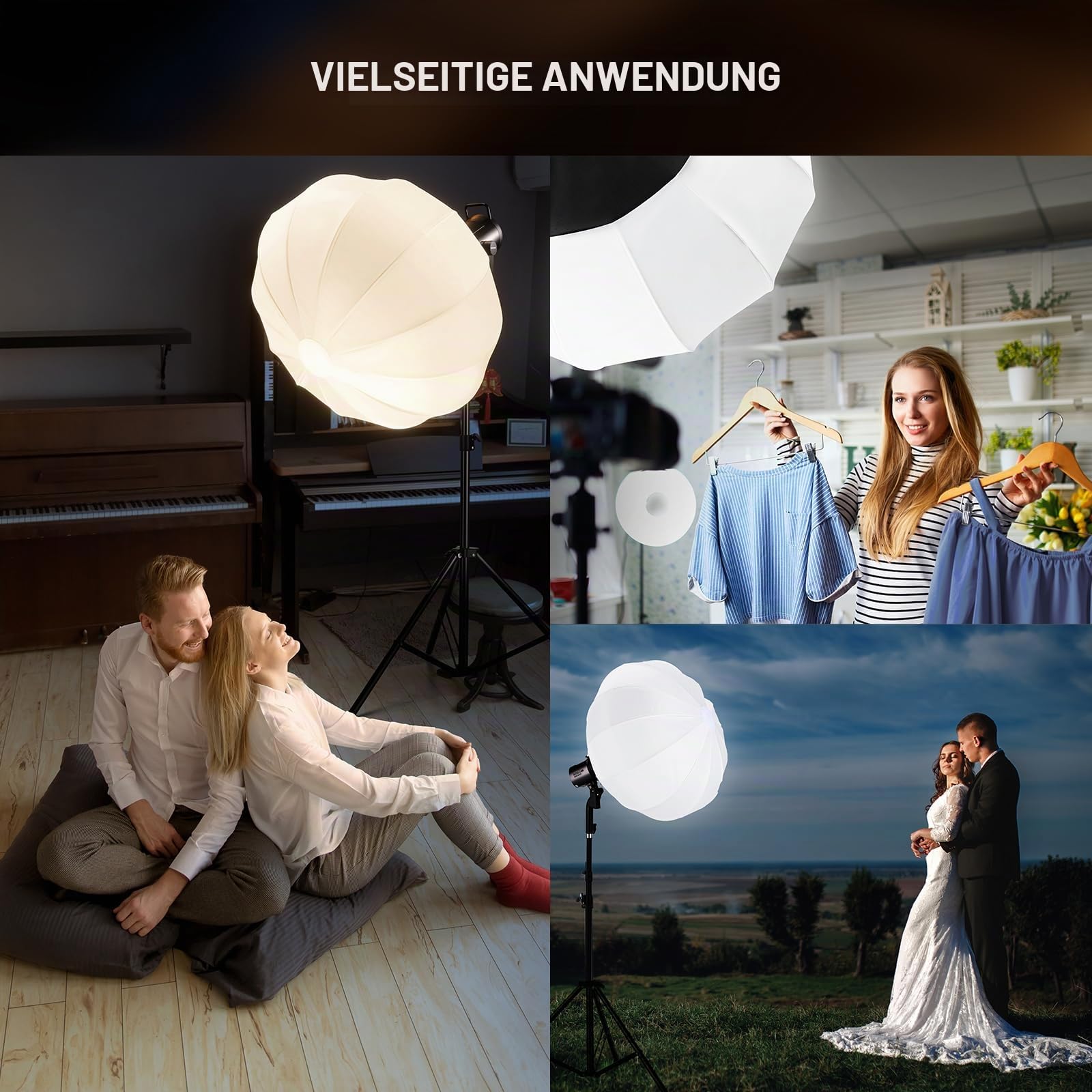 NEEWER 65cm Laternen Softbox, Schnellentriegelung, 360° Lichtdiffusor, Bowens Halterung, Softbox mit Leichter Nylonlegierung, für RGB CB60 CB60B CB200B MS60B MS60C MS150B, kontinuierliche LED, NS26L