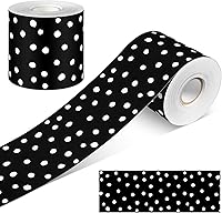 Vista 80 de Zonon 65 Feet Bulletin Board Borders Black and White Polka Dots Striped Grid Borders Decorative Straight Scalloped Wavy Rolled Trim Classroom Back