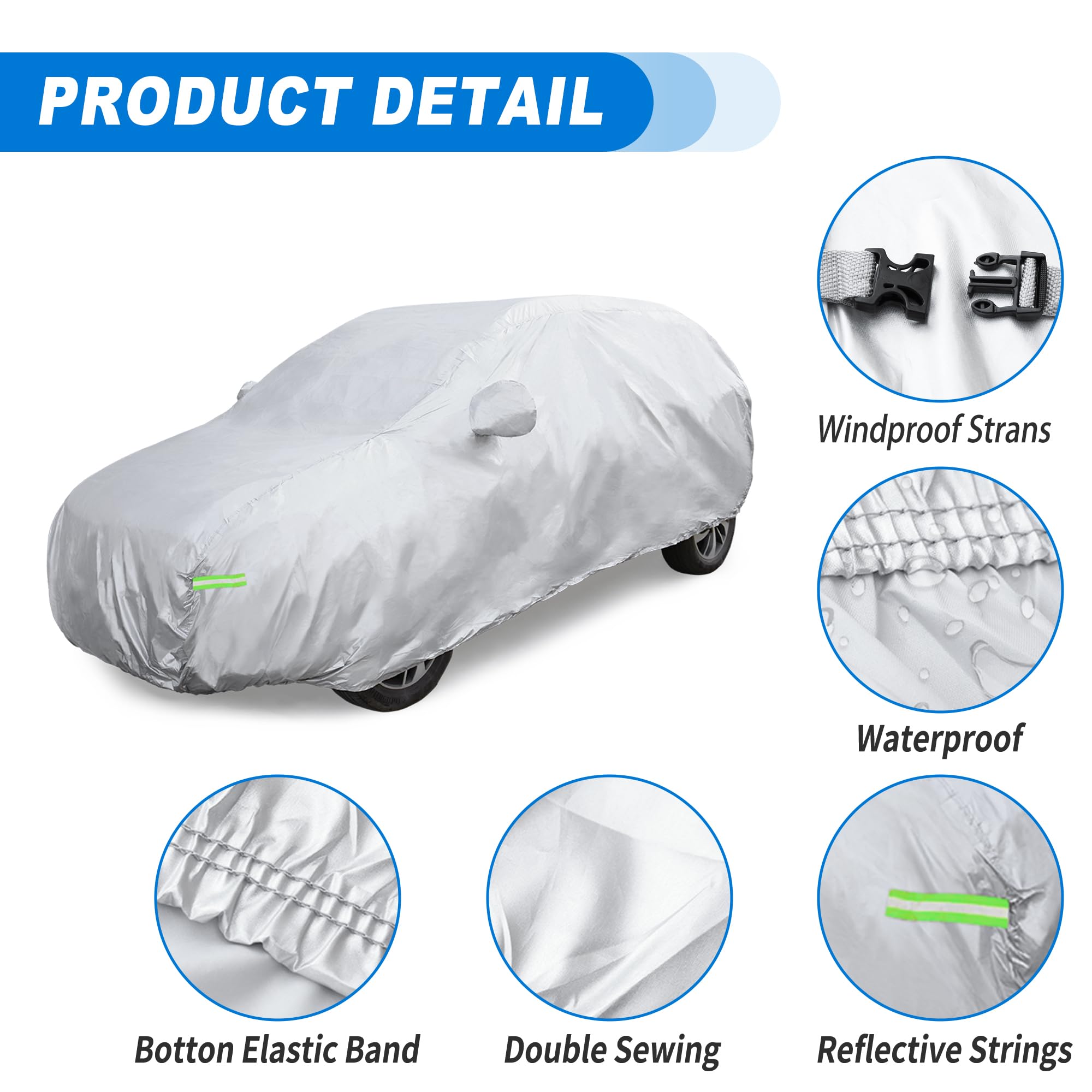 ACROPIX 2XXL Waterproof Car Cover for SUV Cars All-Weather Protection Against Rain Sun Snow Full Exterior Cover with — view 5