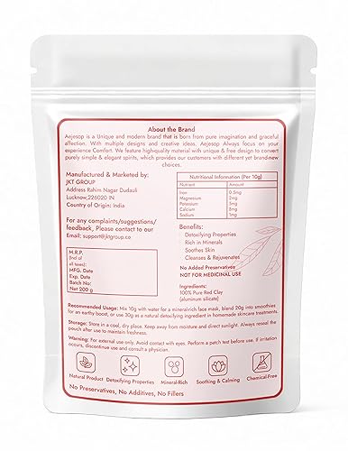 Miniatura 2 de Polvo de arcilla roja, arcilla natural, arcilla orgánica, máscara de barro natural, 7 oz (200 gm)