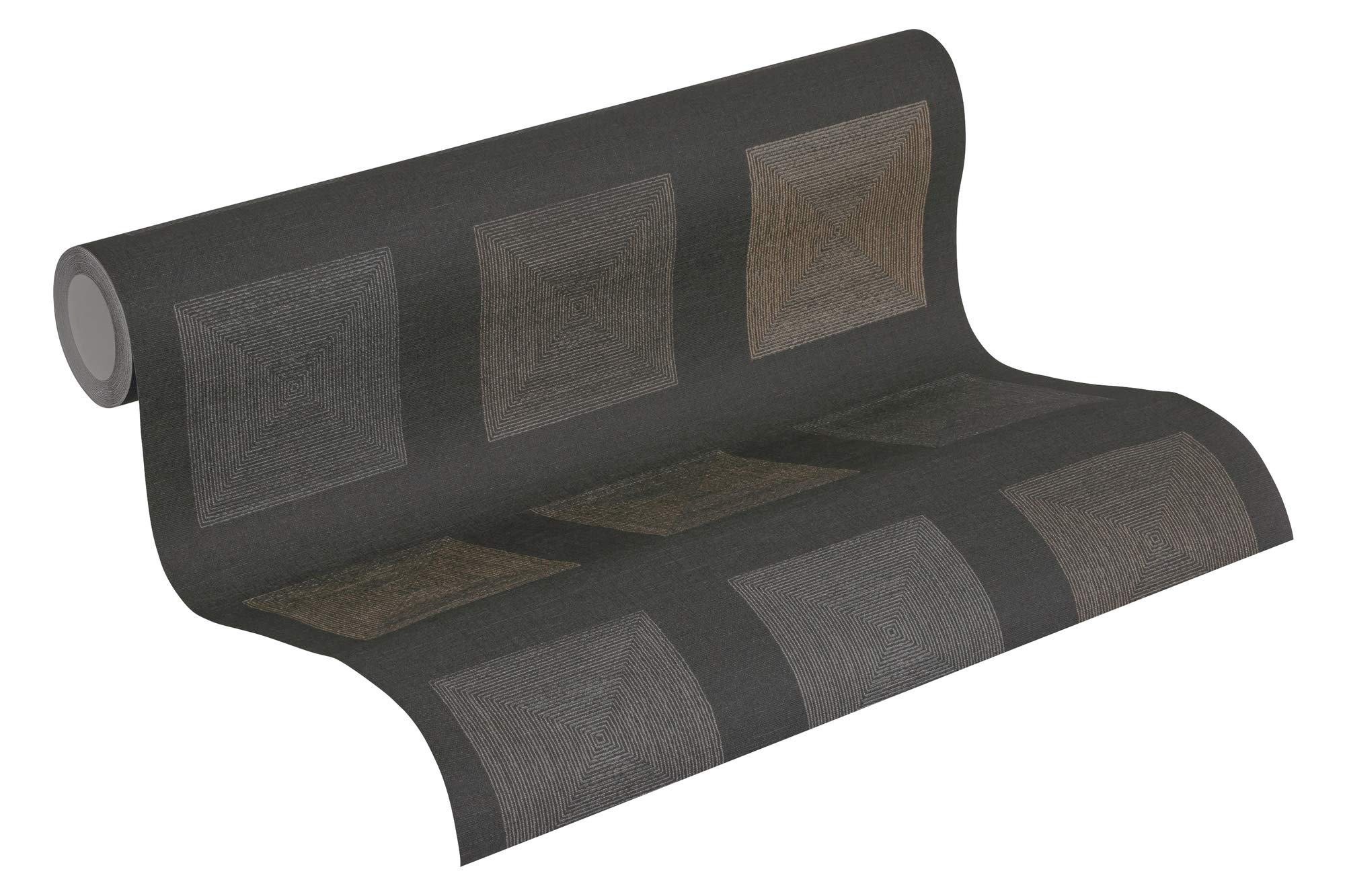 A.S. Création Carta Da Parati Geometrica Ethnic Origin Carta da parati tessuto non tessuto 10.05 m x 0.53 m Nero Oro Prodotto in Germania 371724 37172-4
