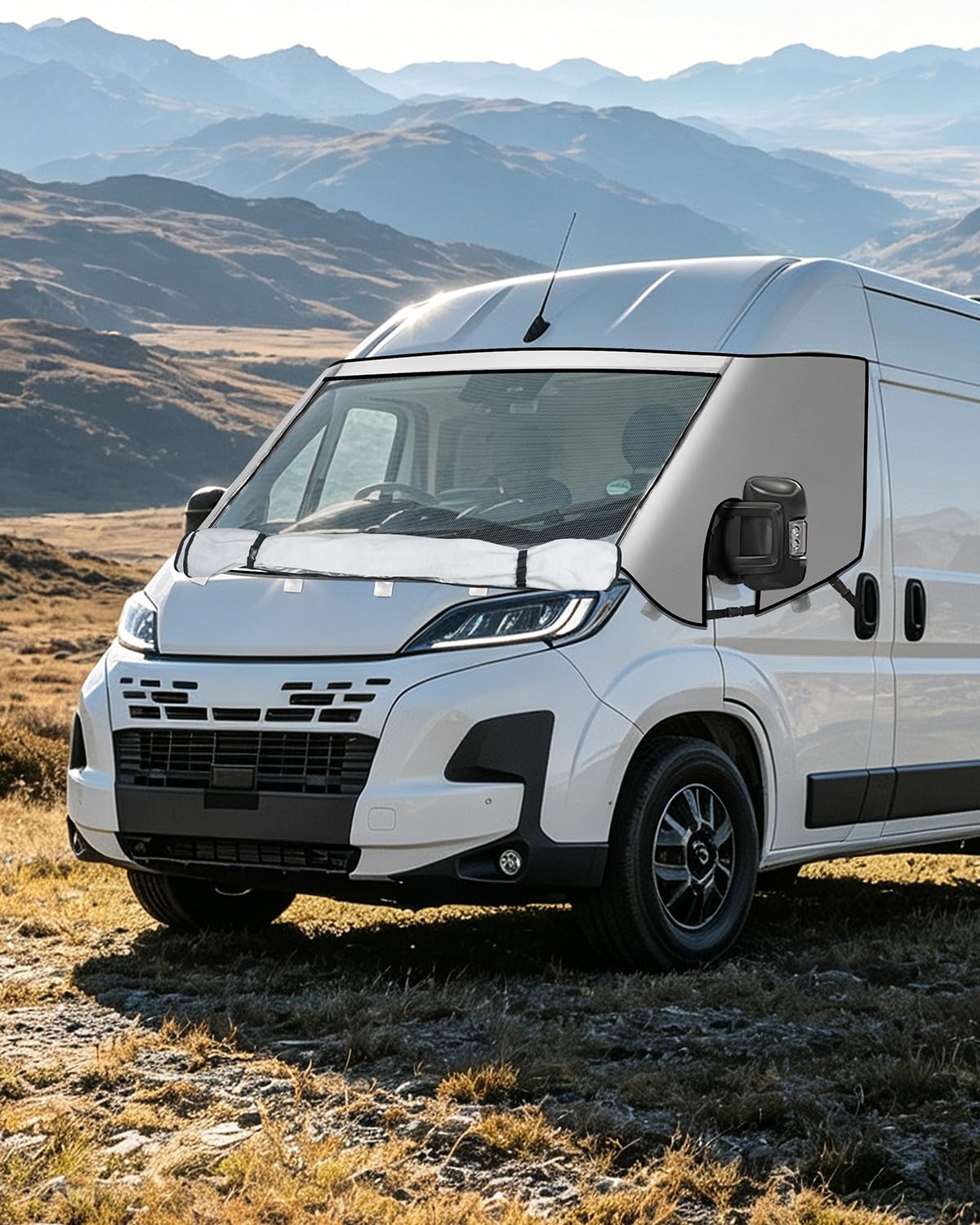 Ducato Funda Parasol para Parabrisas con Cremallera | Funda de Protección Térmica, con Malla de Privacidad, Compatible con P-eugeot Boxer C-itroen Relay X250/290