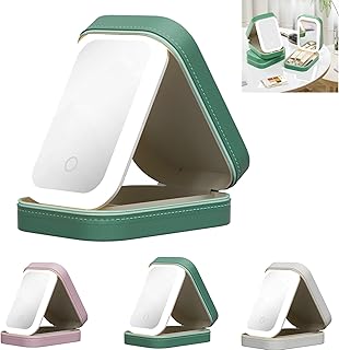 CRIVERY Espejo de maquillaje LED ajustable de...