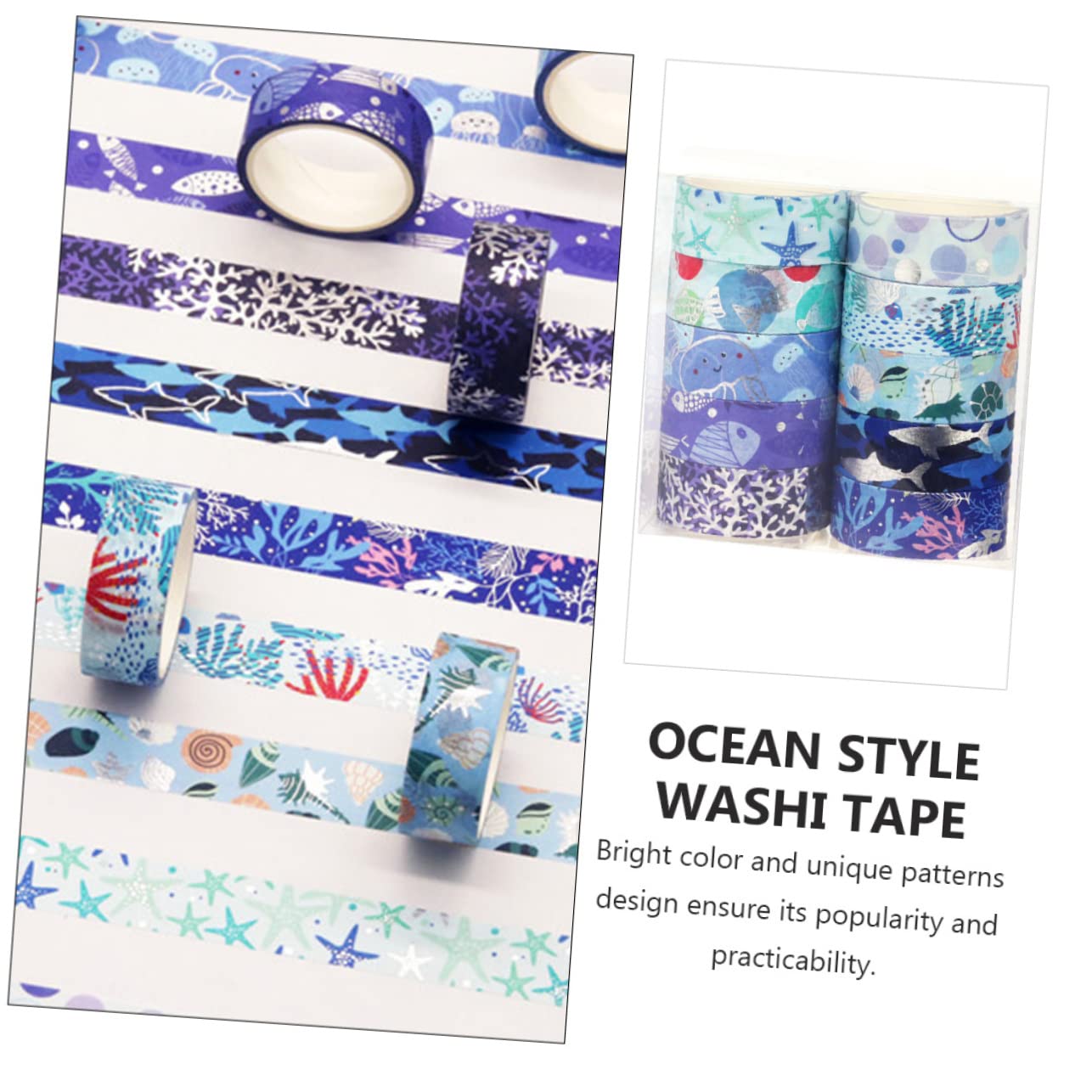 Lurrose 30rotoli Nastro Adesivo Decorativo Washi Confezione Da Ocean Series Per Fai Da Te Crafting e Decorazioni Artistiche