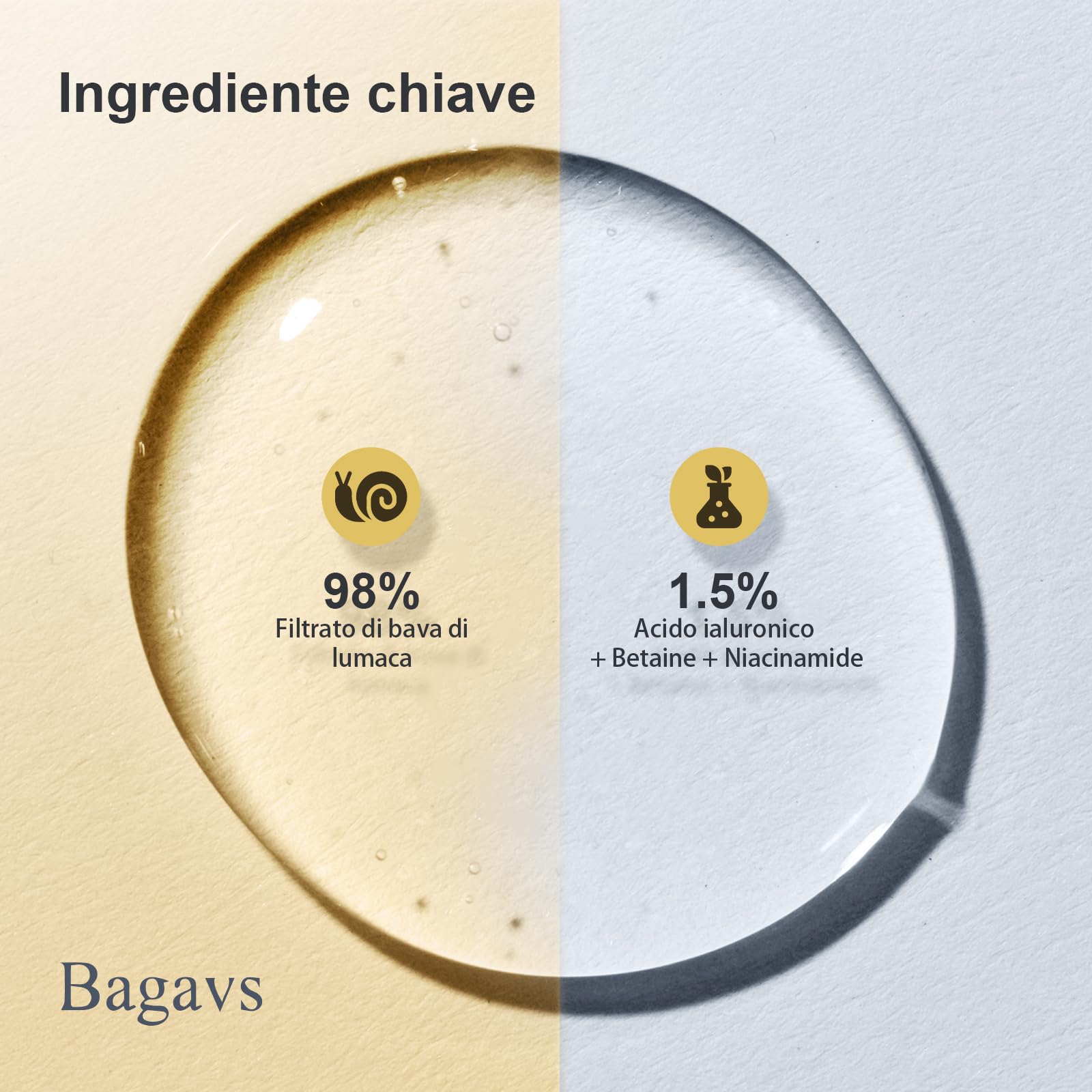Siero Viso 100ml con 98% Bava di Lumaca, Niacinamide e Acido Ialuronico, Antirughe, Antimacchie Illuminante, e Antietà, si Assorbe Rapidamente dalla Pelle