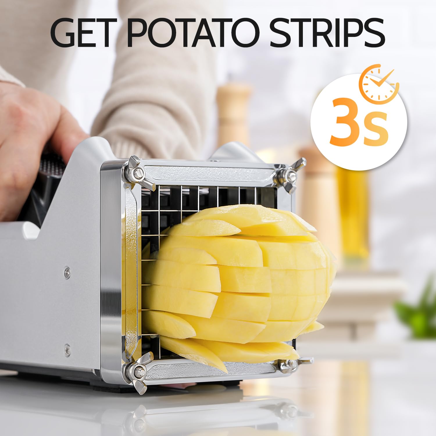 Sopito Coupe Frites Manuel 12mm – Pommes de Terre, Carottes, Concombres | 产品亮点： Lame Inox 12mm, Coupe Nette et Rapide, pour Légumes Variés, Usage Professionnel & Domestique, Nettoyage Facile