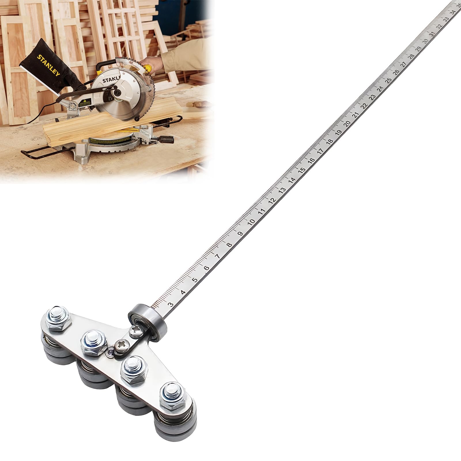 Madginine Circular Saw Guide Rail,Adjustable Stainless Steel Precision Cutting Guide,Positioning Calipers For Precise Measurements & Easy Wood Cutting,Woodworking Diy Tool For Circular & Hand Saws