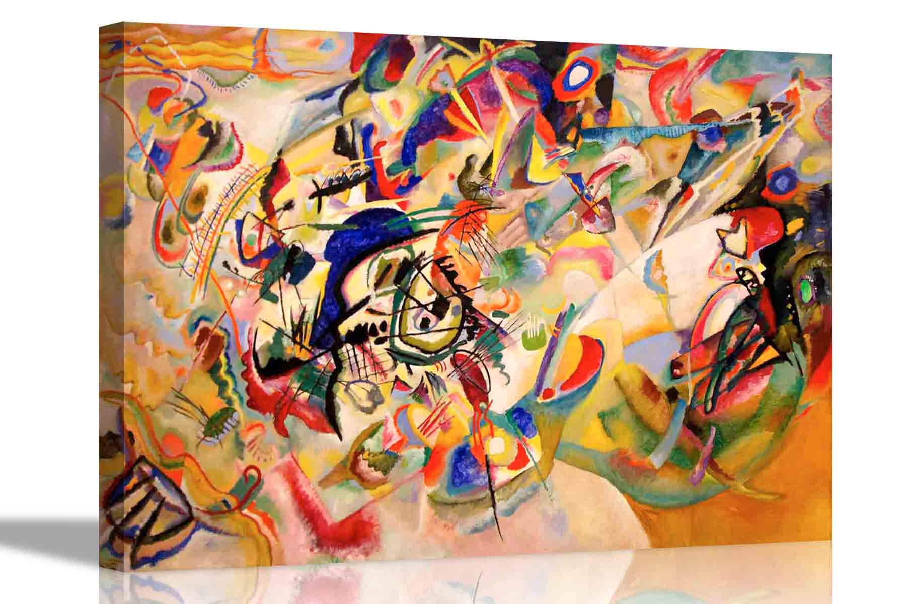 Artley Prints Multicoloured Composition 7 By Wassily Kandinsky On Framed Canvas Prints Wall Art Hanging Oil Painting Reproduction 76 X 50Cm (30 X 20 Inches)