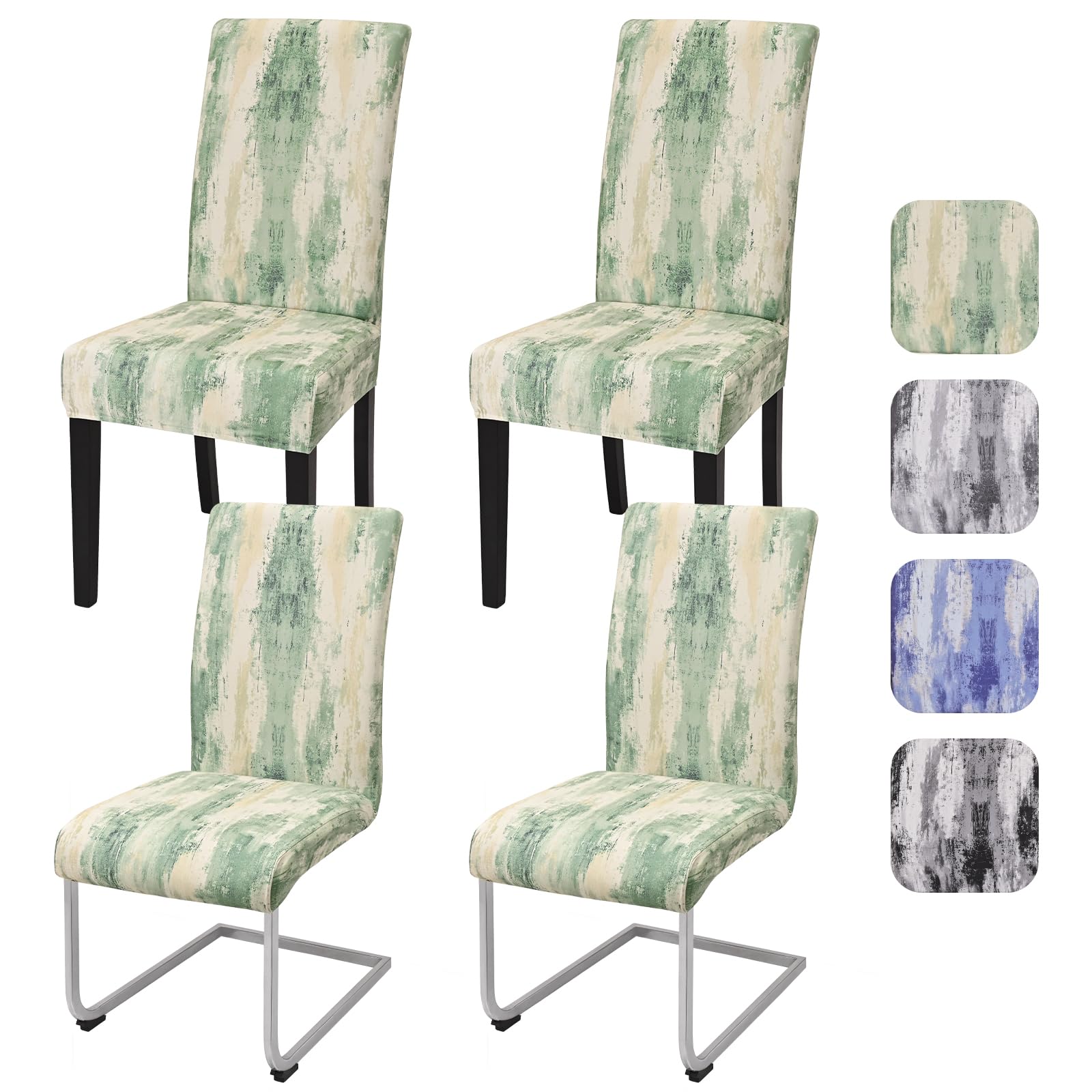 Alishomtll Dining Chair Covers Set of 4 Stretch Chair Covers for Dining Chair Abstract Watercolor Wash Chair Slipcovers Removable Reusable Washable Chair Protector for Dining Room (Mint Green 4pcs)