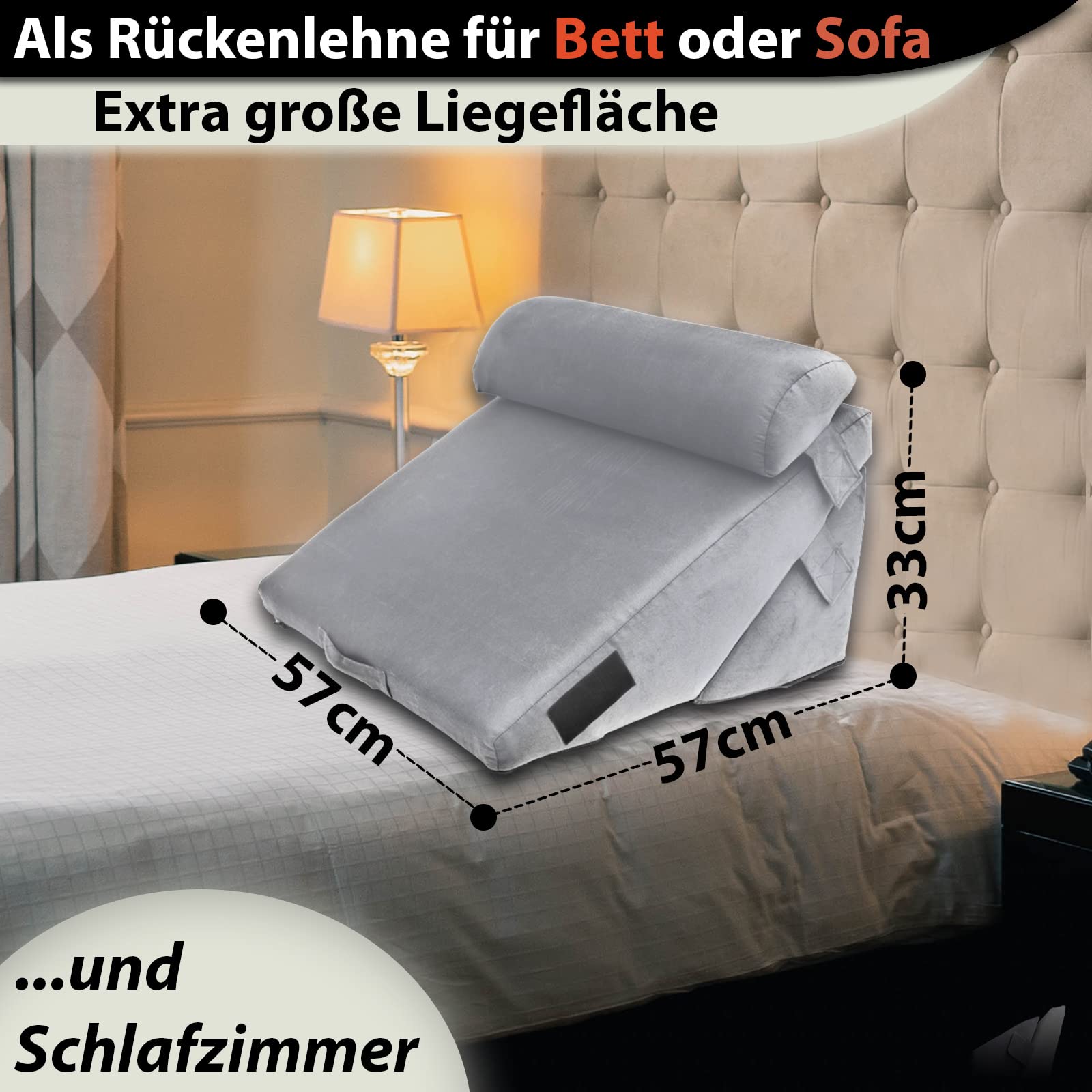 NACHTWEIH® Nieuw rugkussen voor bed/bank. Converteerbaar leeskussen. Ergonomisch wigkussen met licht pluizige overtrek en nekrol - groot rugkussen voor thuiskantoor NACHTWEIH® Nieuw rugkussen voor bed/bank. Converteerbaar leeskussen. Ergonomisch wigkussen met licht pluizige overtrek en nekrol - groot rugkussen voor thuiskantoor