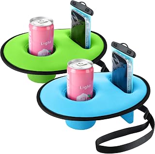 Gerrii 2 Pcs Neoprene Floating Drink Holder for Cell Phone Set Pool Beverage Drink Float, Floating Coaster Pool Cup Holders Pool Drink Floats for Pool Party