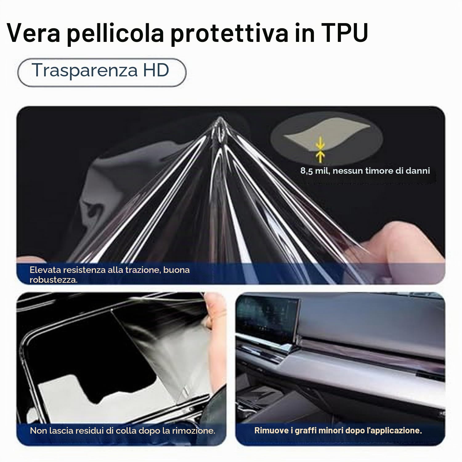 Pellicola protettiva in TPU trasparente per interni auto Pellicola protettiva antigraffio Schermo LCD PPF, per Mercedes Benz Classe A W177 2024