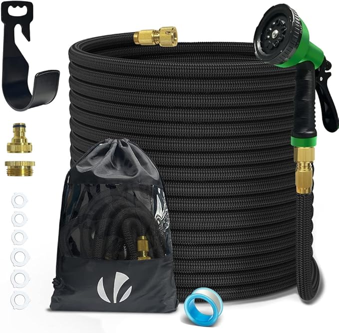 Tuyau D'Arrosage Extensible 15m VOUNOT - 8 Modes, Avec Récipient à Savon - Flexible Et Anti-Fuite