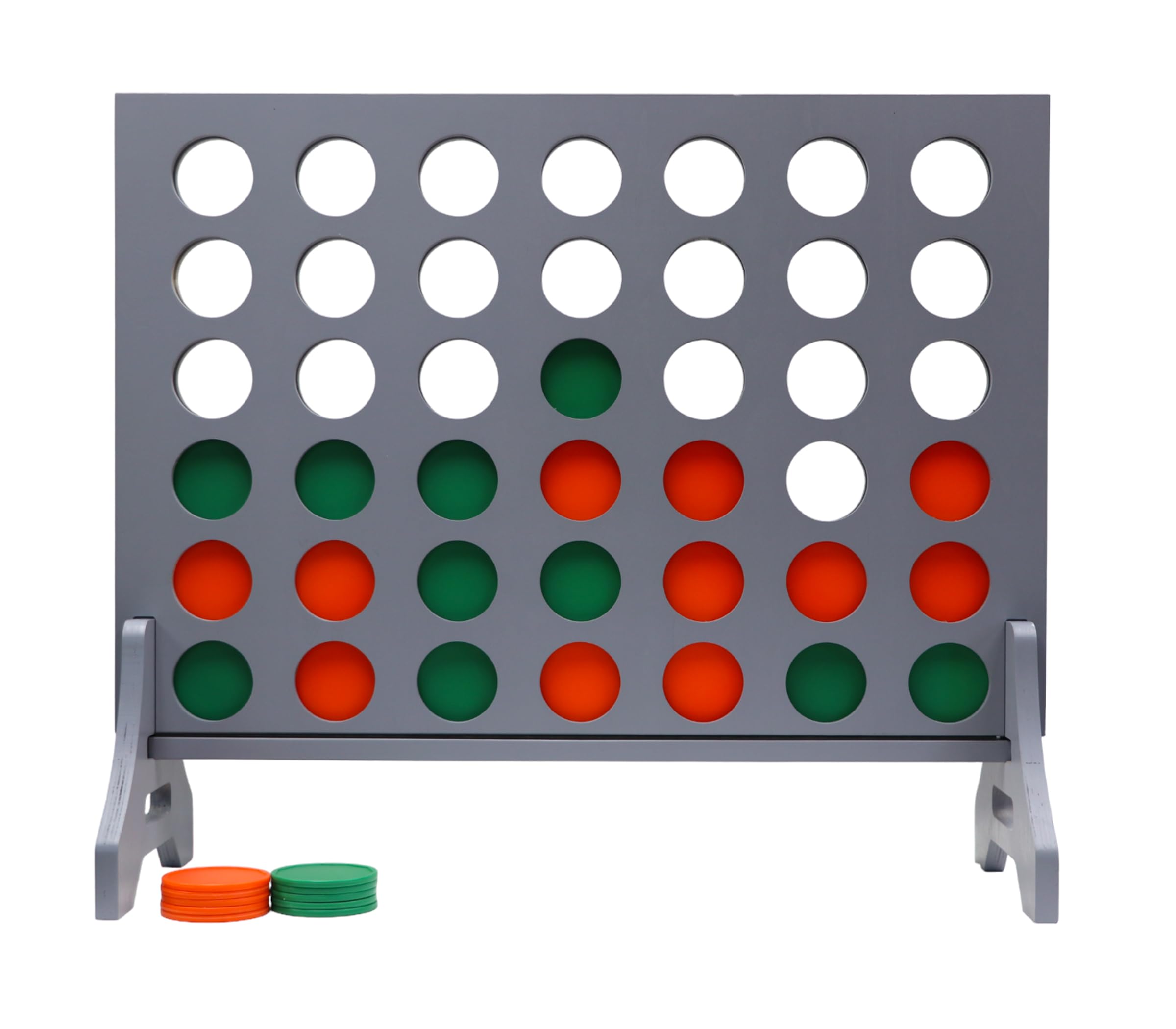 Giant 4 in a Row Game for Family &amp; Adults – Tailgating Pros Jumbo Grey Wooden Four in a Row Indoor &amp; Outdoor Yard Game for Family Party Fun, Portable Activities for Patio, Backyard, and Camping