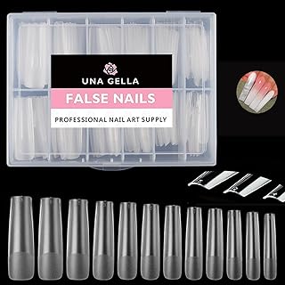 UNA GELLA Full Square Gel Fake Nails Pre-file 120pcs Long Press On Nails Tips XXL No C Curve Nail Tips Extra Long Nail Tips Clear Long Flat Square Nail Tips Tapered Square Nails Soft Gel Tips